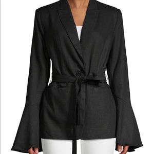Free People Black Linen Flare Sleeve Blazer Sz M